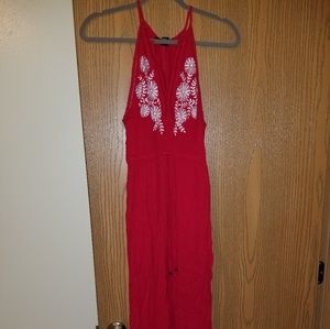 NWOT red embroidered maxi dress summer, beach